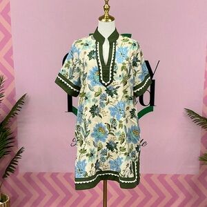 entro Olive Green and Cream dress